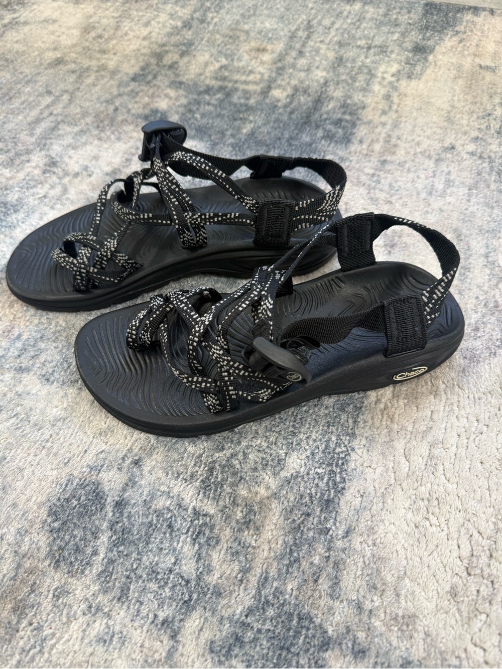 Chaco Women’s Black Strappy Sandals with Reflective Detail
